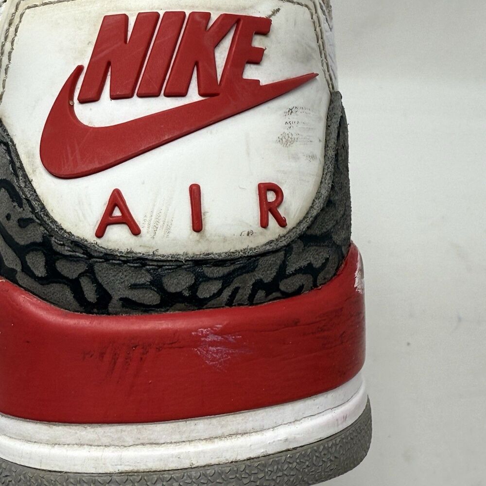Nike Air Jordan 3 Retro Sneakers Mens 9 Fire Red White Cement Black Shoes - Picture 10 of 16